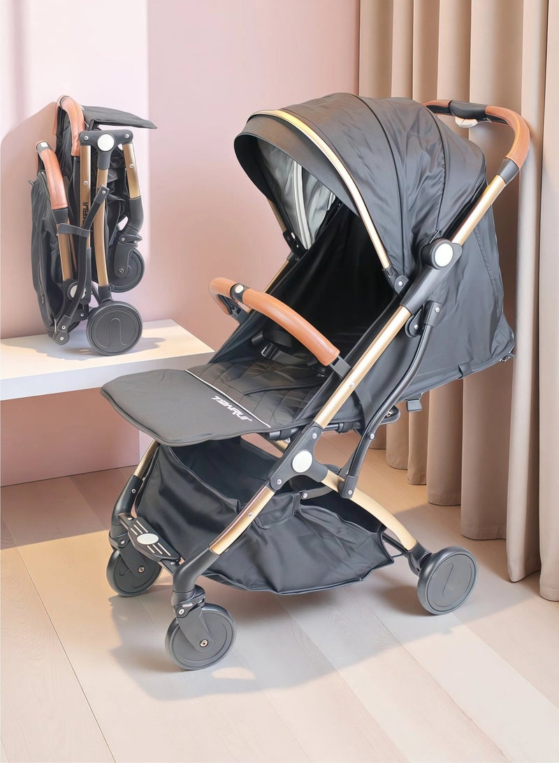 One-click Foldable Ultra Lightweight Travel Stroller Foldable Gear for Airplane Absorbent Multi Position Reclining Seat Adjustable Canopy Foldable Storage Basket NO.1104 - Image 1